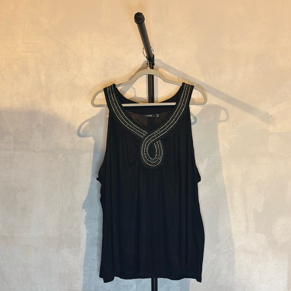 Apt. 9 Black Embellished Sleeveless Blouse Size 3X Like New